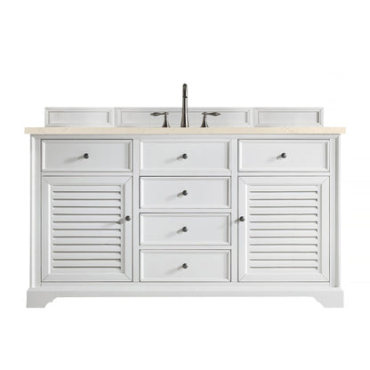 James Martin Vanities Savannah 60" Bright White Single Vanity - 238-104-V60S-BW-3AF