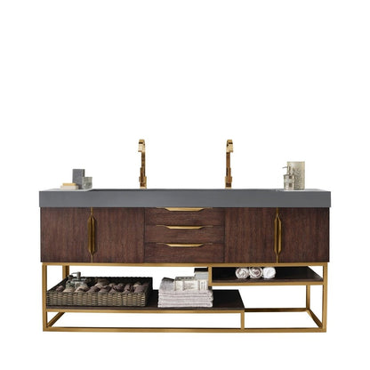 James Martin Vanities Columbia 72" Double Vanity - 388-V72D-AGR-MB-DGG