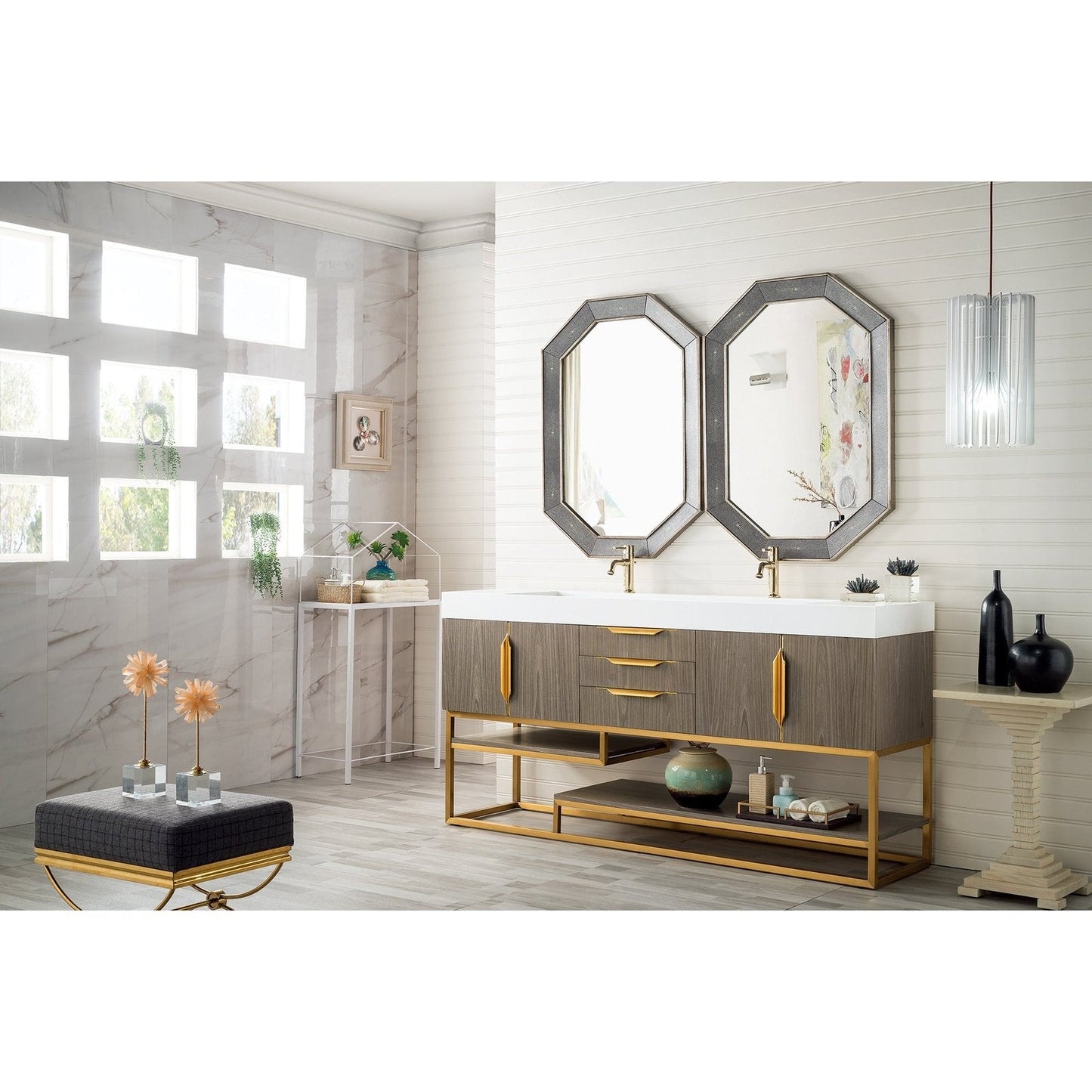 James Martin Vanities Columbia 72" Double Vanity - 388-V72D-AGR-MB-DGG
