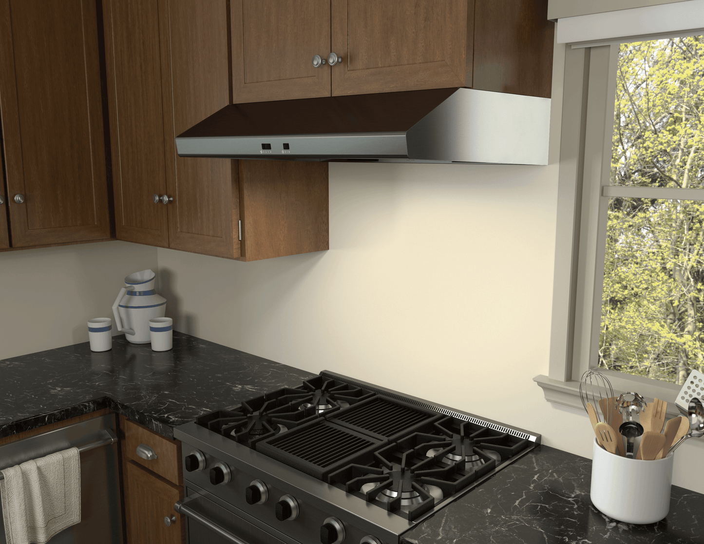 ZEPHYR Cyclone, Under Cabinet, 30", Black SS, 600 CFM Black in Stainless Steel - AK6500CBS
