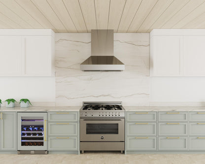 XO APPLIANCE XOVV236SC 36in Pro Wall Chimney Hood in Stainless Steel Straight Lip 600/395 CFM in Stainless Steel - XOVV236SC