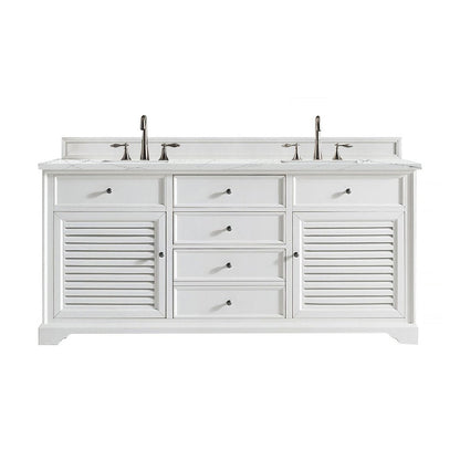 James Martin Vanities Savannah 72" Bright White Double Vanity - 238-104-V72-BW-3AF