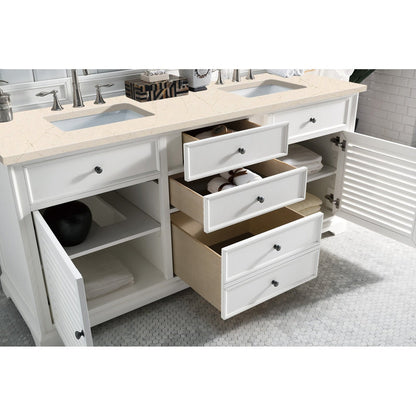 James Martin Vanities Savannah 72" Bright White Double Vanity - 238-104-V72-BW-3AF