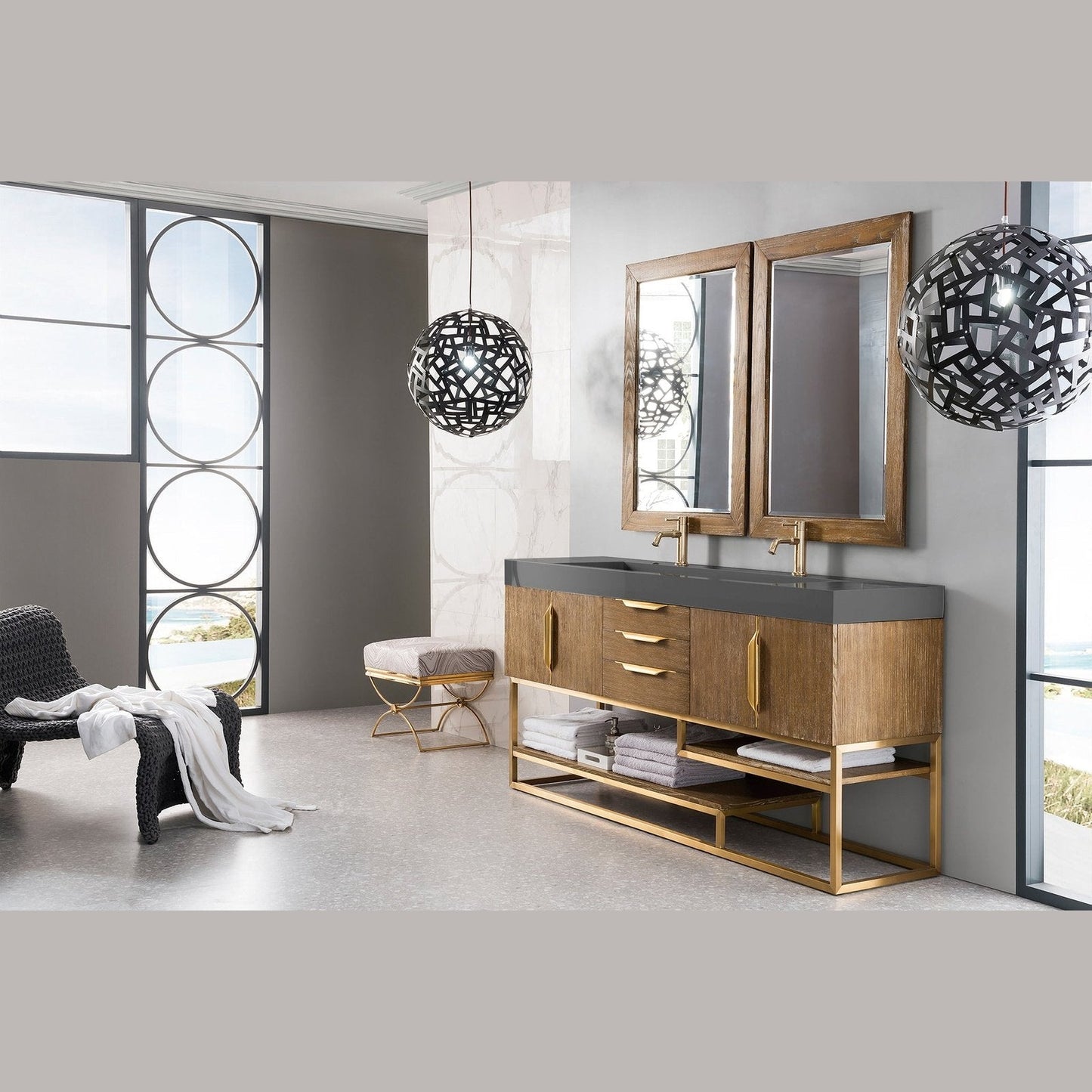 James Martin Vanities Columbia 72" Double Vanity - 388-V72D-AGR-MB-DGG
