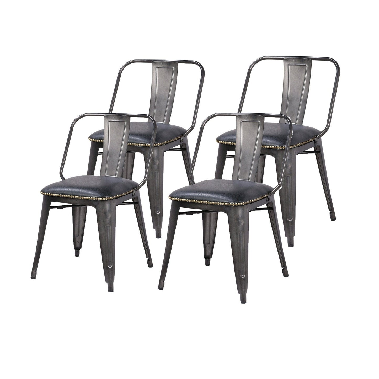 New Pacific Direct Brian PU Leather Metal Side Chair, (Set of 4)  - 9300030-240