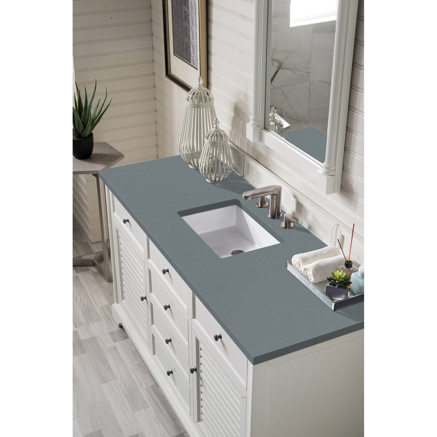 James Martin Vanities Savannah 60" Bright White Single Vanity - 238-104-V60S-BW-3AF