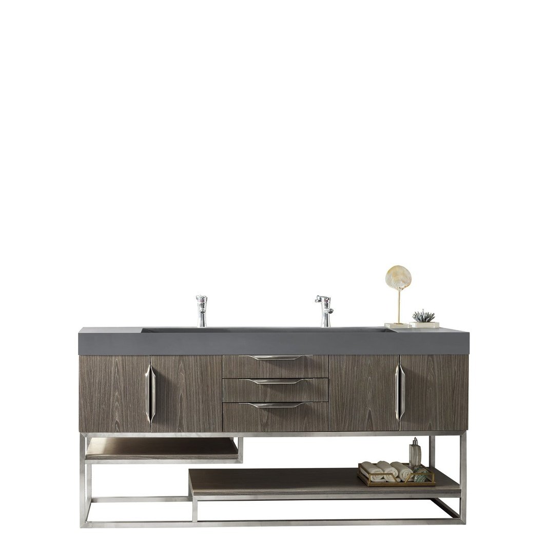 James Martin Vanities Columbia 72" Double Vanity - 388-V72D-AGR-MB-DGG