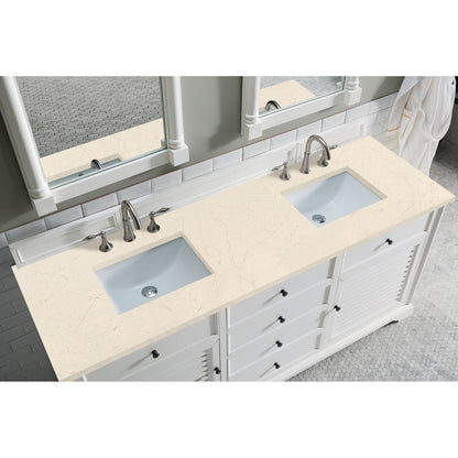 James Martin Vanities Savannah 72" Bright White Double Vanity - 238-104-V72-BW-3AF