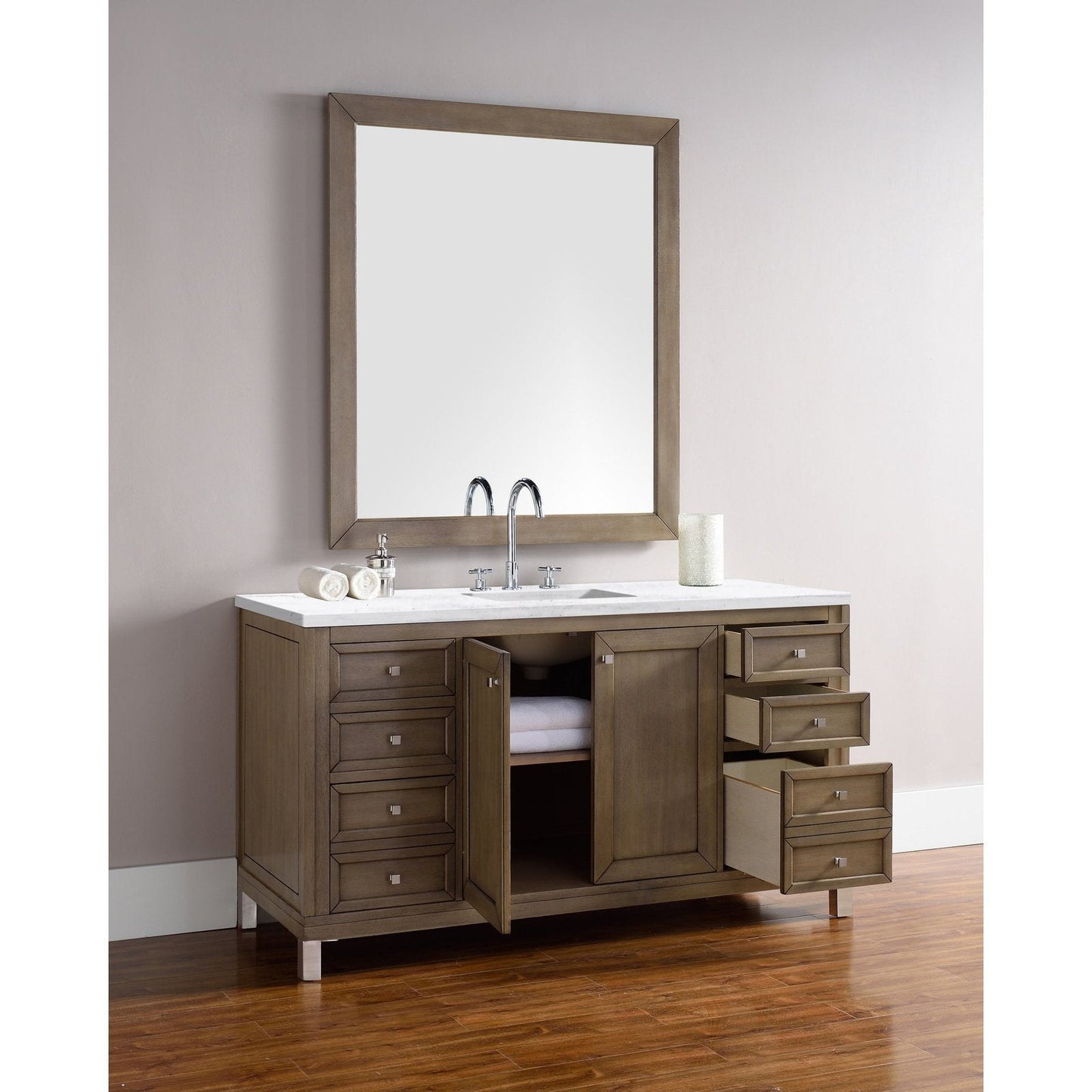 James Martin Vanities Chicago 60" Single Vanity - 305-V60S-WWW-3AF
