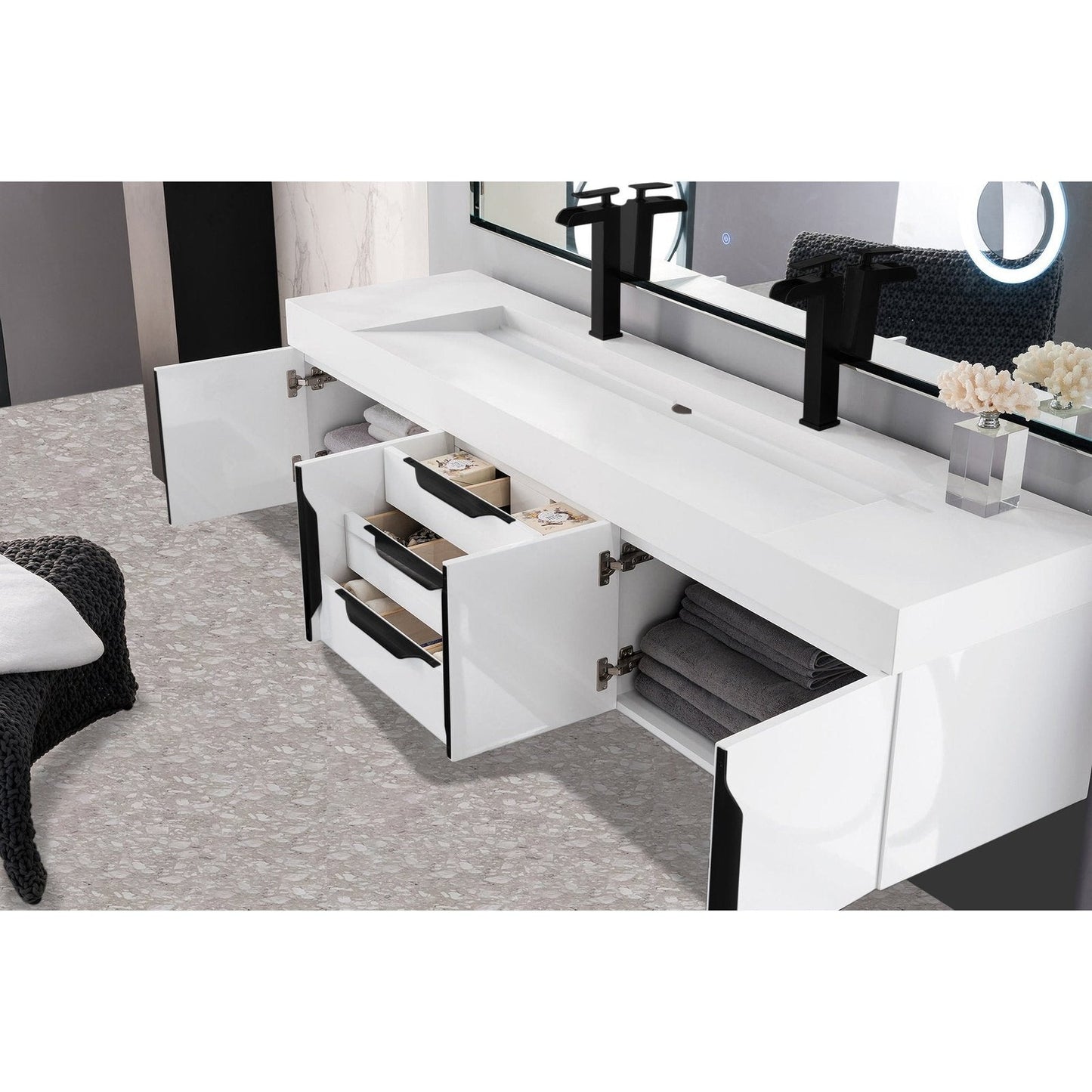James Martin Vanities Mercer Island 72" Double Vanity - 389-V72D-AGR-G-DGG