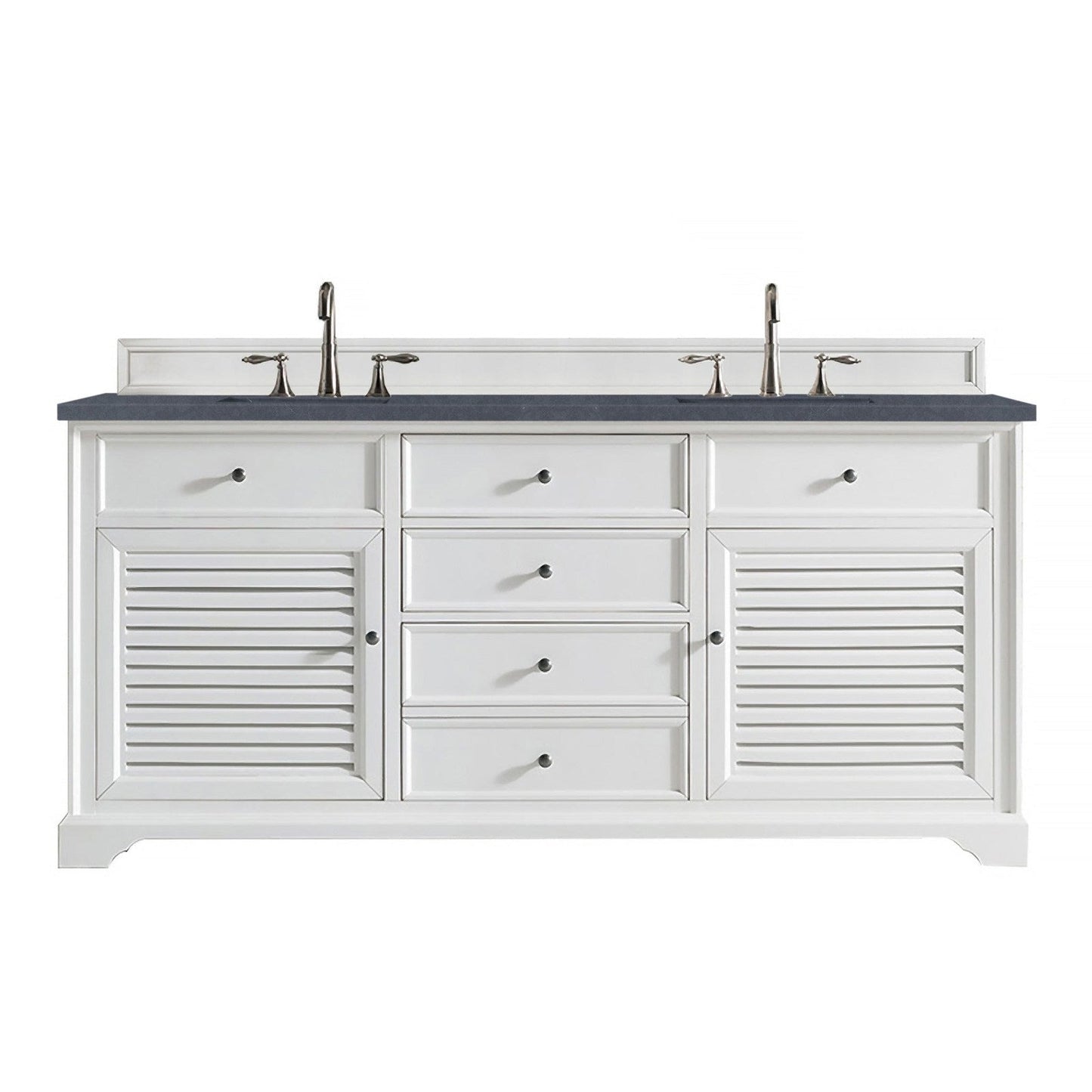 James Martin Vanities Savannah 72" Bright White Double Vanity - 238-104-V72-BW-3AF