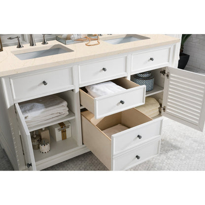 James Martin Vanities Savannah 60" Bright White Double Vanity - 238-104-V60D-BW-3AF