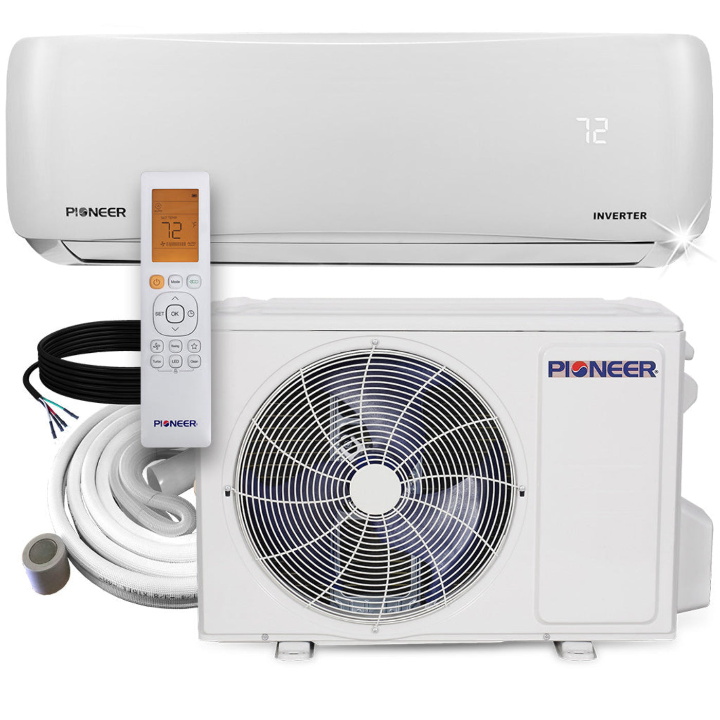 Pioneer 24,000 BTU 18 SEER2 Ductless Mini-Split Inverter+ Air Conditioner Heat Pump System Full Set 230V - WYS024GMFI20RL-10