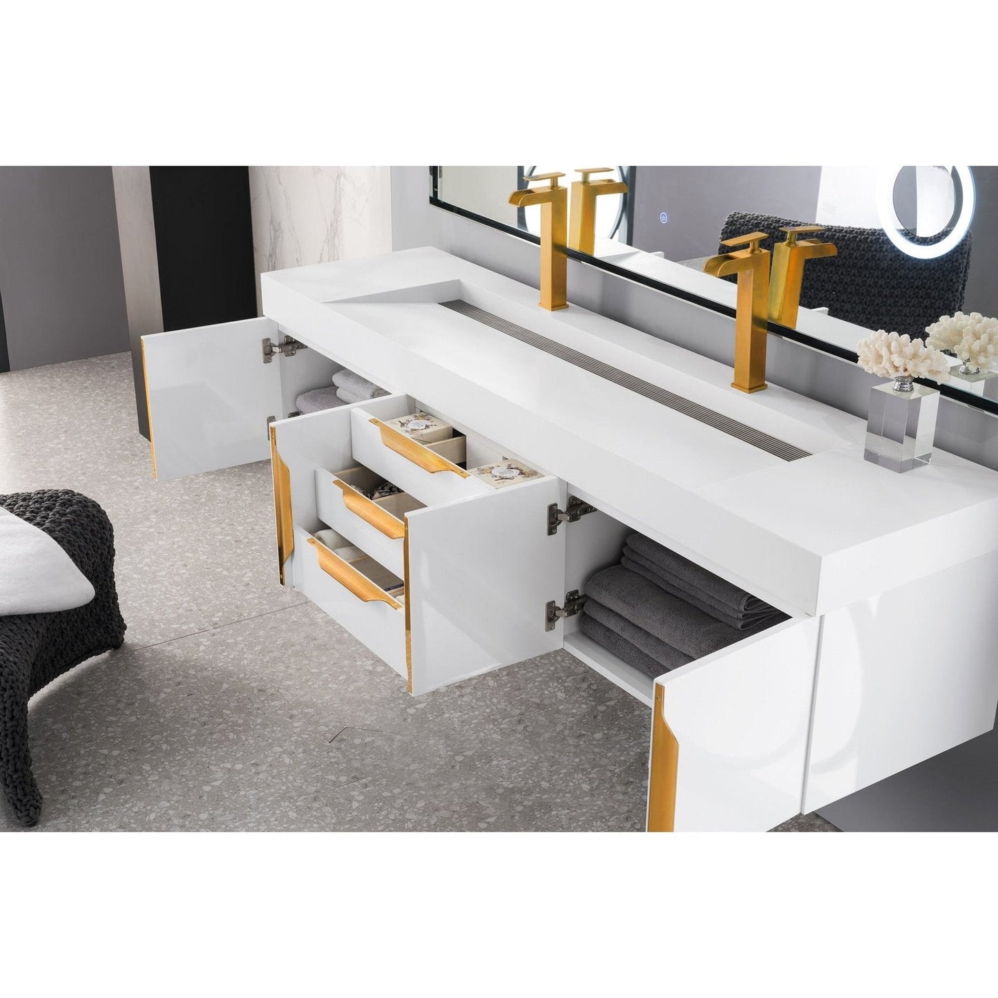James Martin Vanities Mercer Island 72" Double Vanity - 389-V72D-AGR-G-DGG