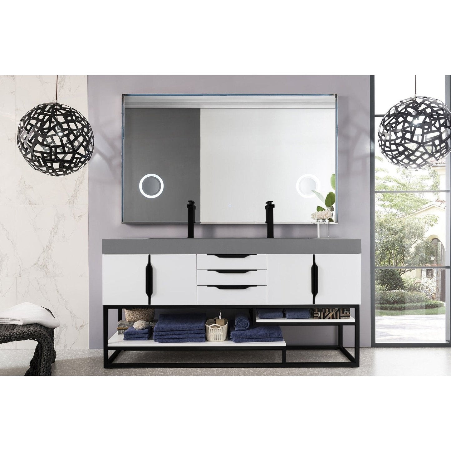 James Martin Vanities Columbia 72" Double Vanity - 388-V72D-AGR-MB-DGG