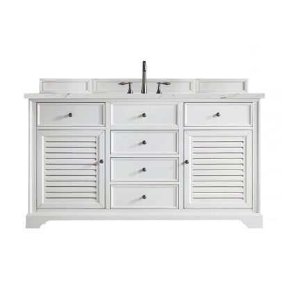 James Martin Vanities Savannah 60" Bright White Single Vanity - 238-104-V60S-BW-3AF
