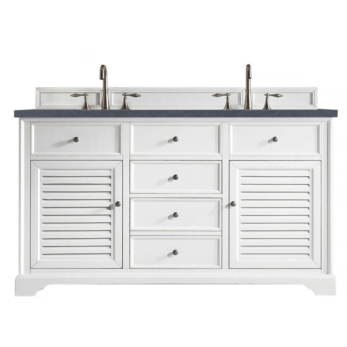 James Martin Vanities Savannah 60" Bright White Double Vanity - 238-104-V60D-BW-3AF