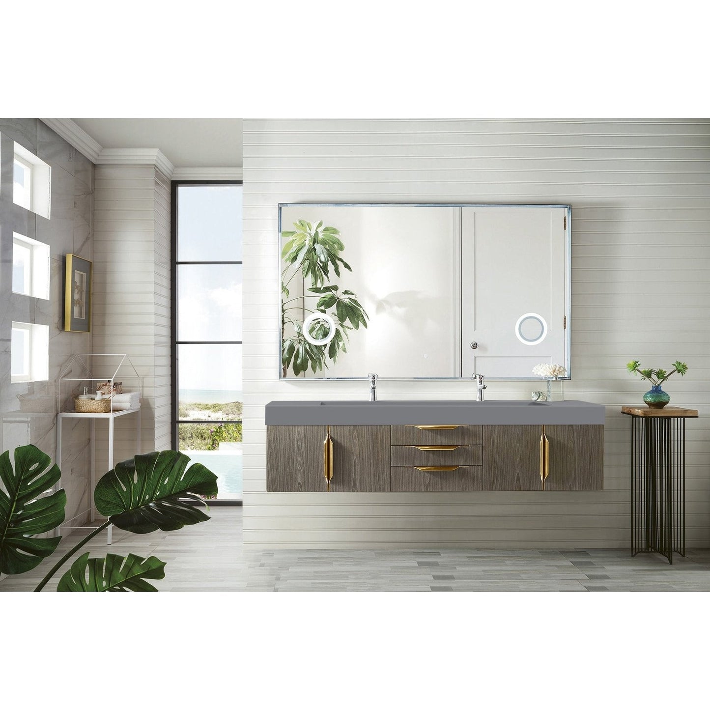 James Martin Vanities Mercer Island 72" Double Vanity - 389-V72D-AGR-G-DGG