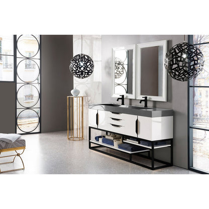 James Martin Vanities Columbia 72" Double Vanity - 388-V72D-AGR-MB-DGG