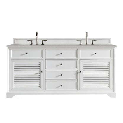James Martin Vanities Savannah 72" Bright White Double Vanity - 238-104-V72-BW-3AF