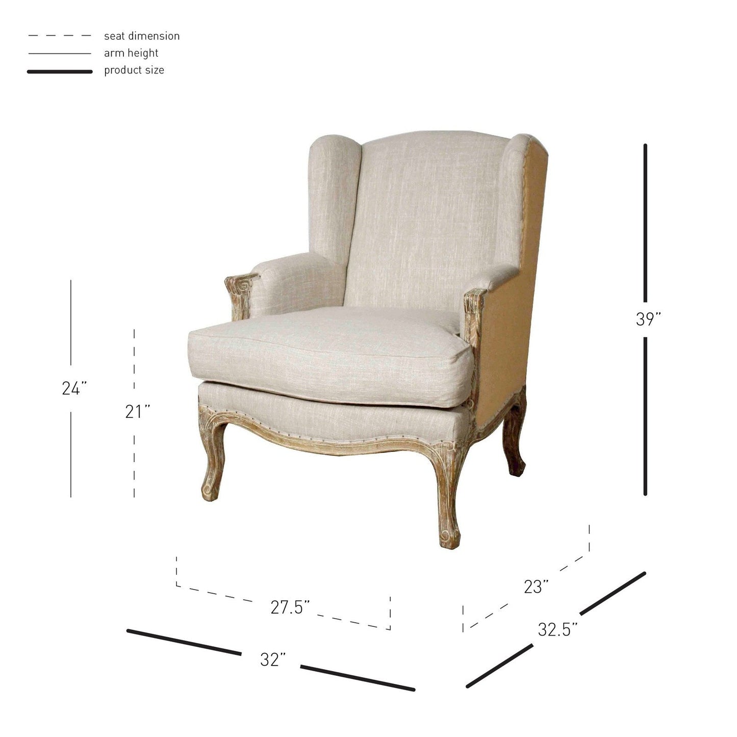 New Pacific Direct Marie Wingback Arm Chair -  393039-RIB