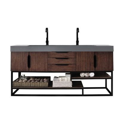 James Martin Vanities Columbia 72" Double Vanity - 388-V72D-AGR-MB-DGG