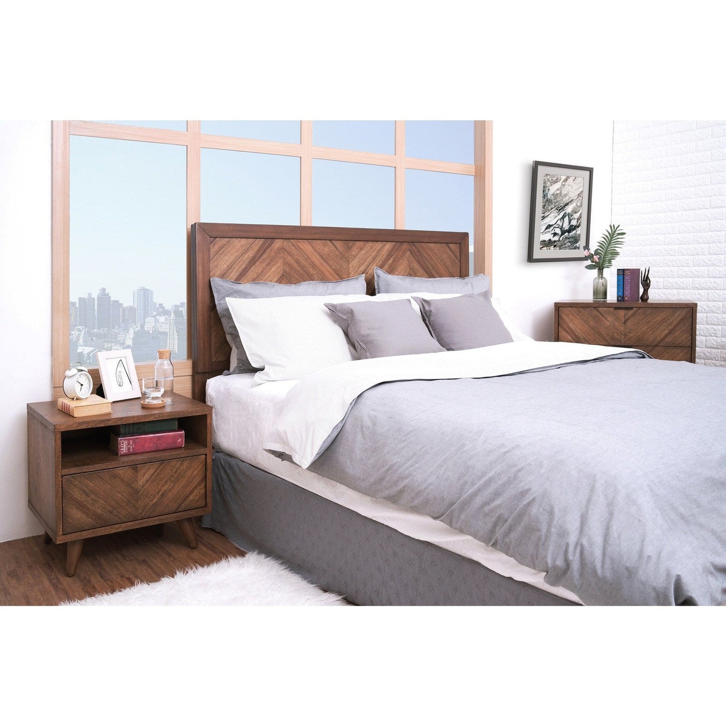 New Pacific Direct Piero Chevron Queen Headboard  - 7800046