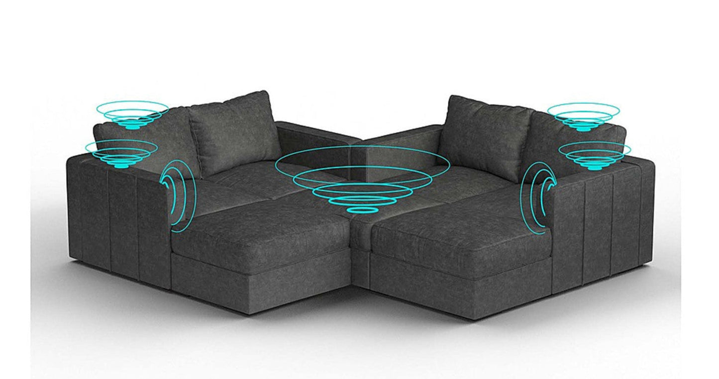 Lovesac – 7 Seats + 8 Sides Corded Velvet &amp; Standard Foam with 10 Speaker Immersive Sound + Charge System – Charcoal Grey - SKU_1772861550100_226