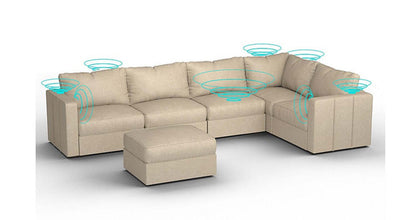 Lovesac – 6 Seats + 8 Sides Combed Chenille &amp; Standard Foam with 6 Speaker Immersive Sound + Charge System – Tan - 1772861470131_339