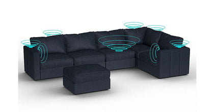 Lovesac – 6 Seats + 8 Sides Corded Velvet &amp; Standard Foam with 6 Speaker Immersive Sound + Charge System – Midnight Navy - SKU_1772861575124_704