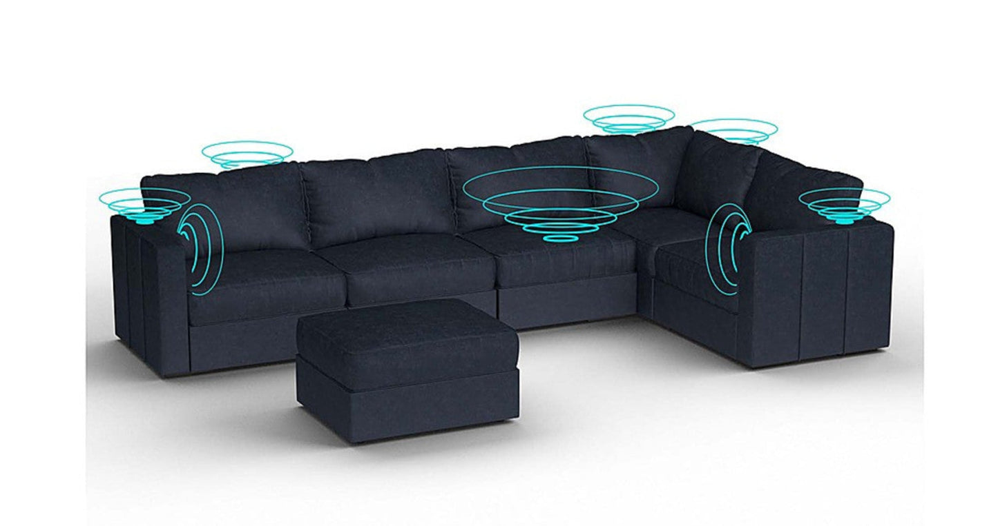 Lovesac – 6 Seats + 8 Sides Corded Velvet &amp; Standard Foam with 6 Speaker Immersive Sound + Charge System – Midnight Navy - SKU_1772861575124_704