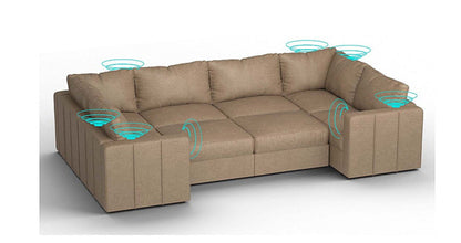 Lovesac – 8 Seats + 10 Sides Combed Chenille &amp; Standard Foam with 10 Speaker Immersive Sound + Charge System – Taupe - 1772865009363_321