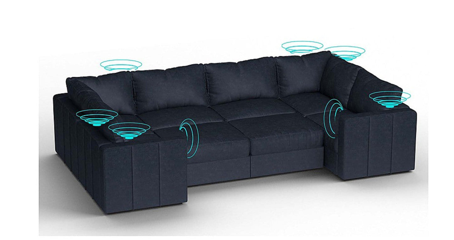 Lovesac – 8 Seats + 10 Sides Corded Velvet &amp; Lovesoft with 6 Speaker Immersive Sound + Charge System – Midnight Navy - SKU_1772863408838_403