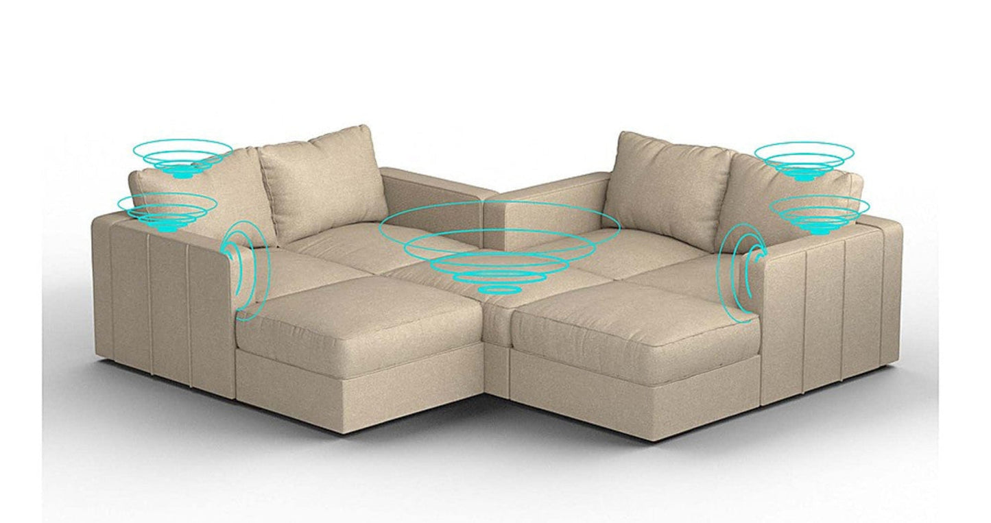 Lovesac – 7 Seats + 8 Sides Combed Chenille &amp; Lovesoft with 10 Speaker Immersive Sound + Charge System – Tan - 1772863750974_257