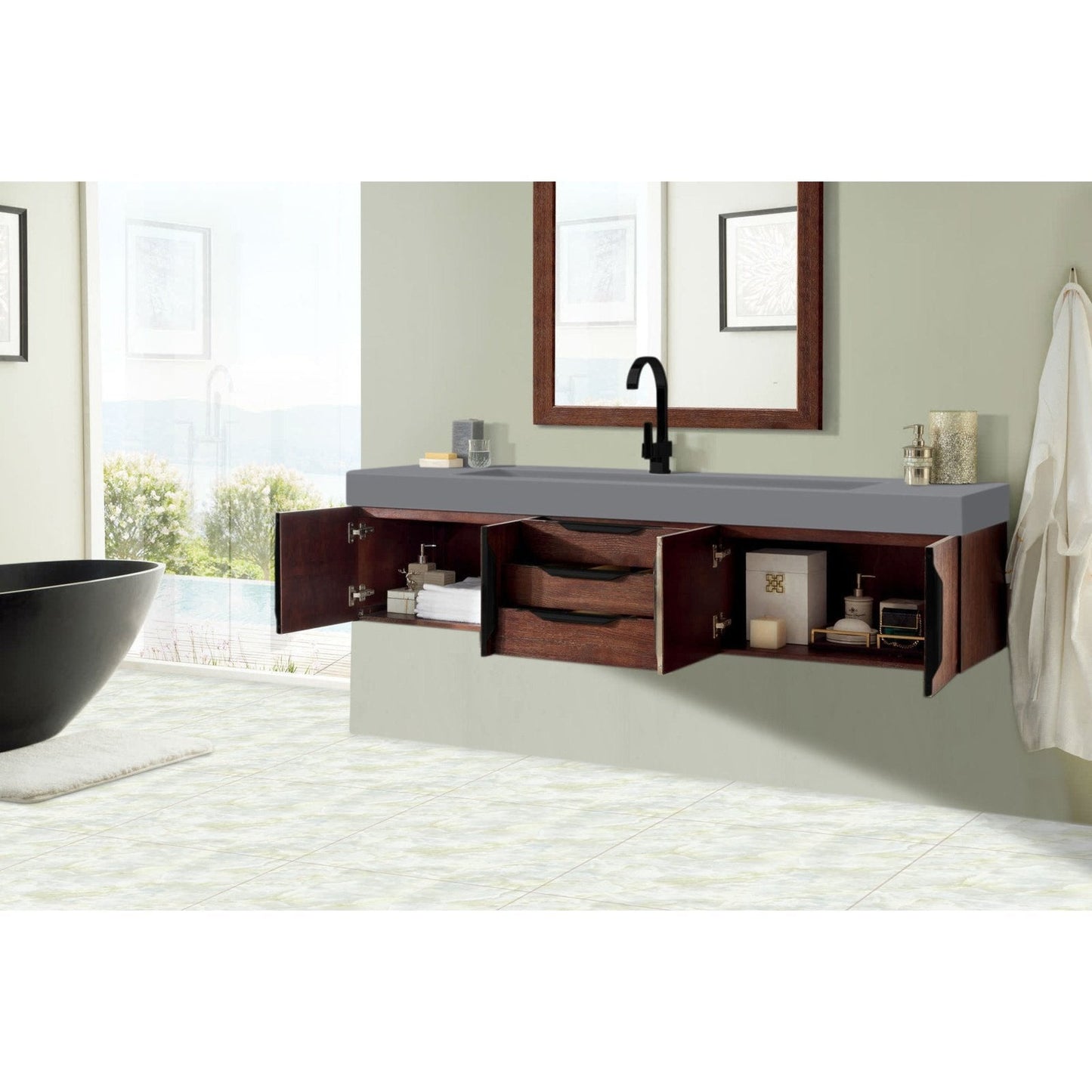 James Martin Vanities Mercer Island 72" Single Vanity - 389-V72S-AGR-G-DGG