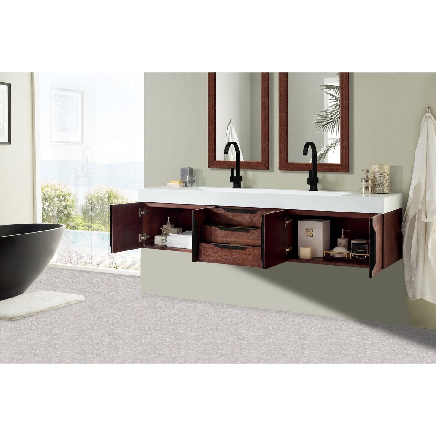 James Martin Vanities Mercer Island 72" Double Vanity - 389-V72D-AGR-G-DGG