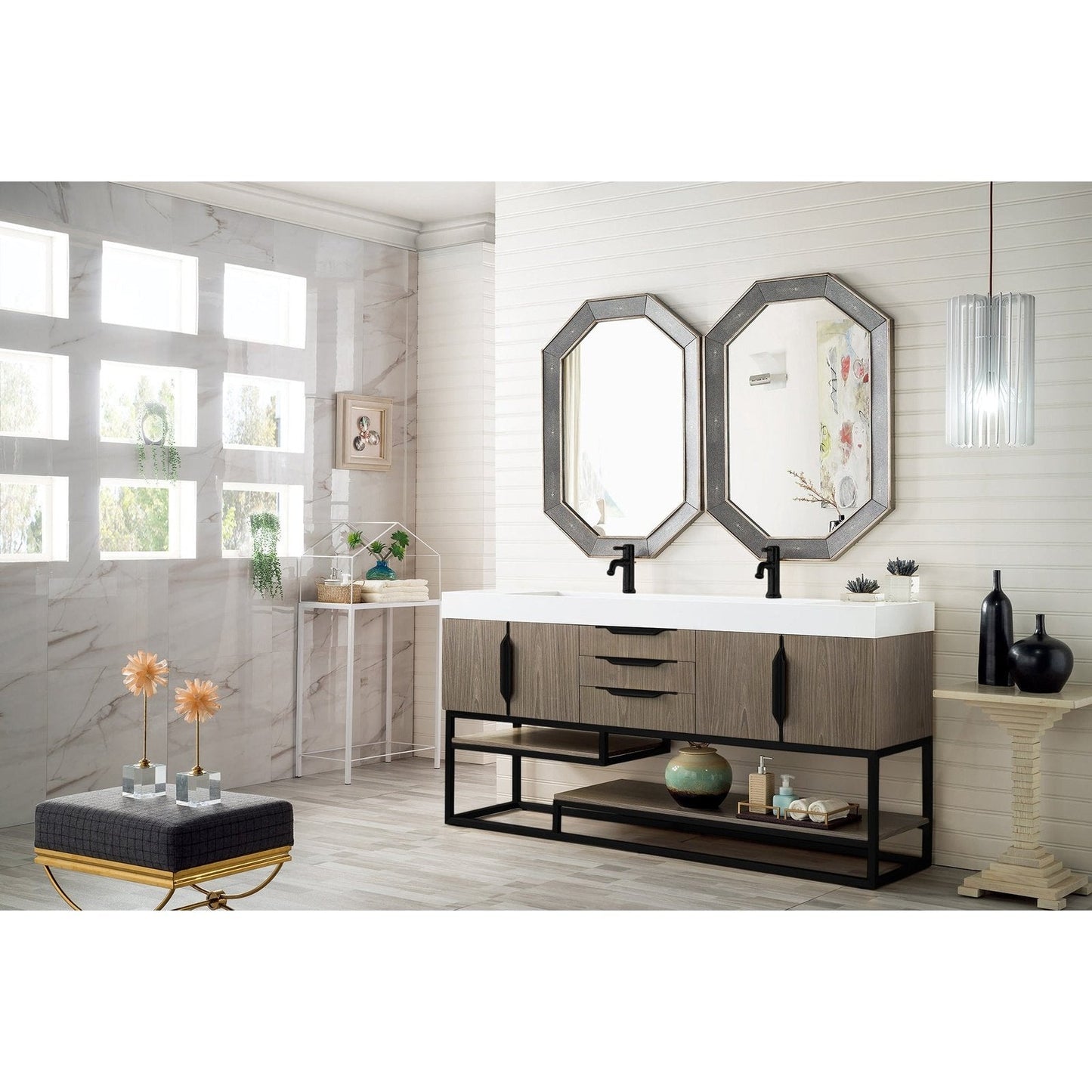 James Martin Vanities Columbia 72" Double Vanity - 388-V72D-AGR-MB-DGG