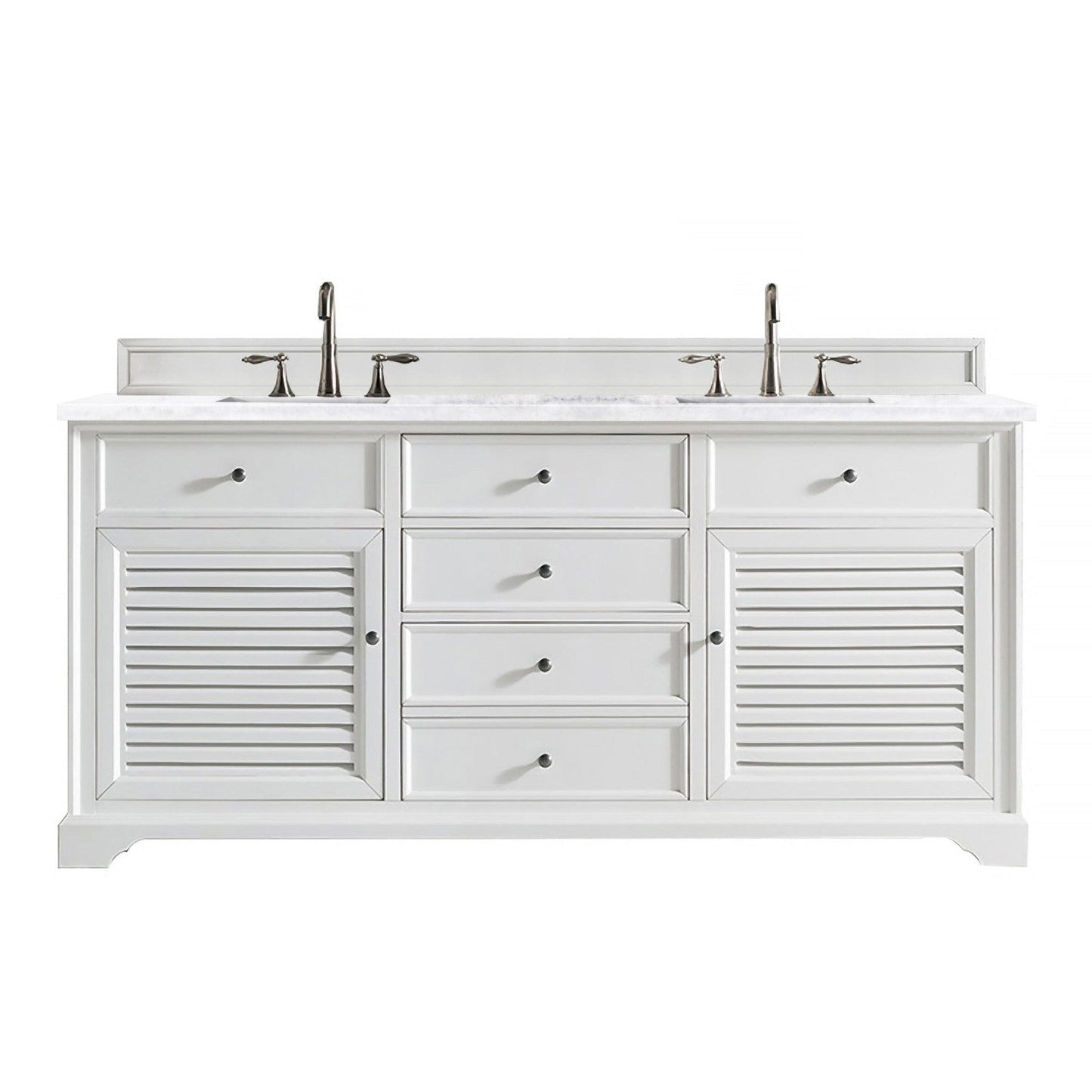 James Martin Vanities Savannah 72" Bright White Double Vanity - 238-104-V72-BW-3AF