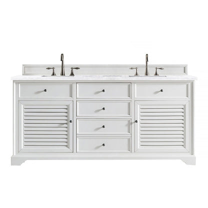 James Martin Vanities Savannah 72" Bright White Double Vanity - 238-104-V72-BW-3AF