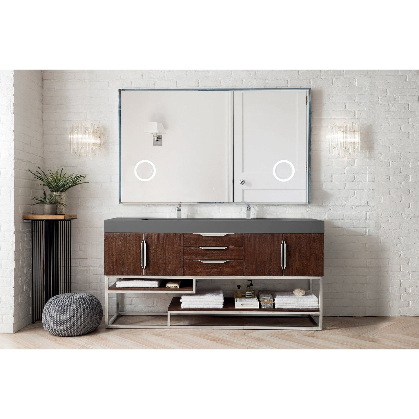 James Martin Vanities Columbia 72" Double Vanity - 388-V72D-AGR-MB-DGG