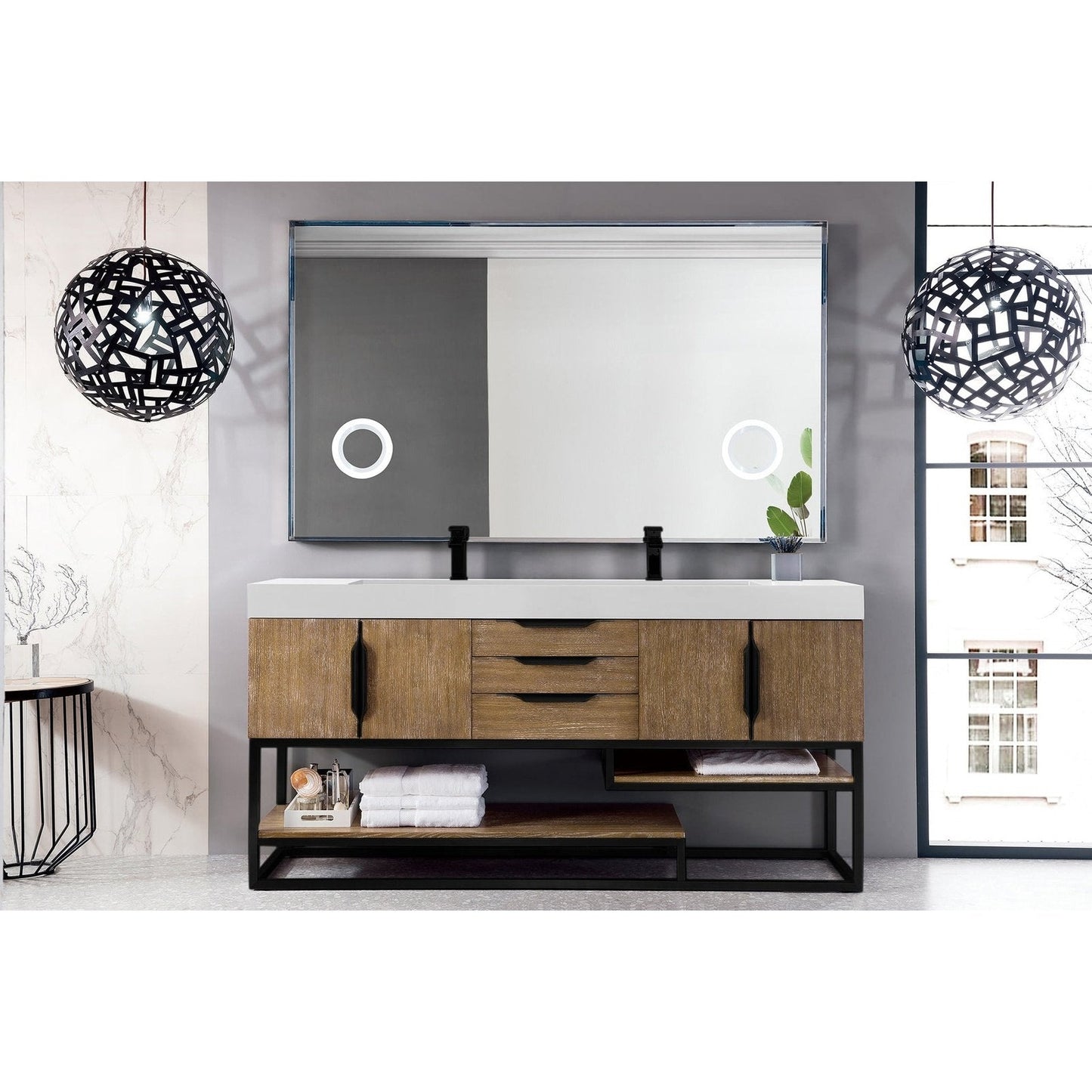 James Martin Vanities Columbia 72" Double Vanity - 388-V72D-AGR-MB-DGG