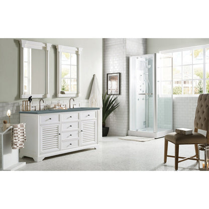 James Martin Vanities Savannah 60" Bright White Double Vanity - 238-104-V60D-BW-3AF