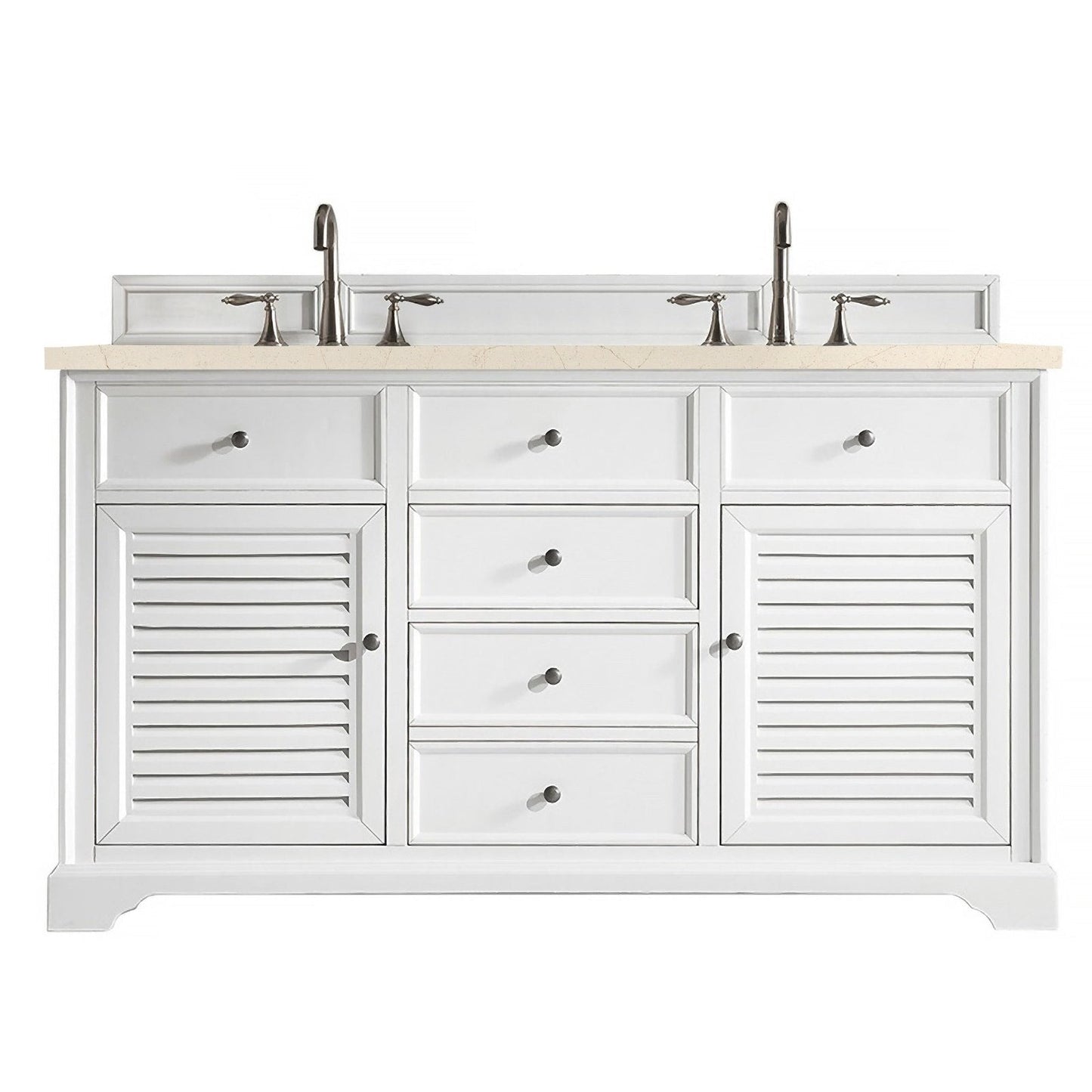 James Martin Vanities Savannah 60" Bright White Double Vanity - 238-104-V60D-BW-3AF