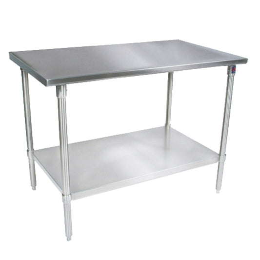 John Boos ST6-3684SSK 84"W x 36"D Stainless Steel Work Table, Adjust. Undershelf - JBST63684SSK
