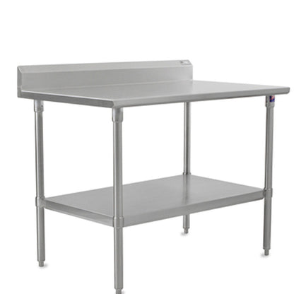 John Boos ST6R5-3030SSK 30" W x 30" D Stainless Steel Work Table, 5" Backsplash - JBST6R53030SSK