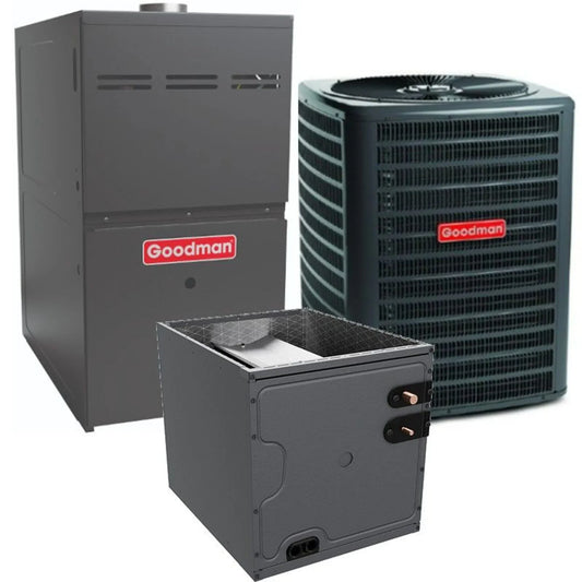 Goodman - 1.5 Ton/60,000 BTU 80% AFUE Gas Furnace and Air Conditioner System - Horizontal - 14.5 SEER2 - R32 - GLXS4BA1810