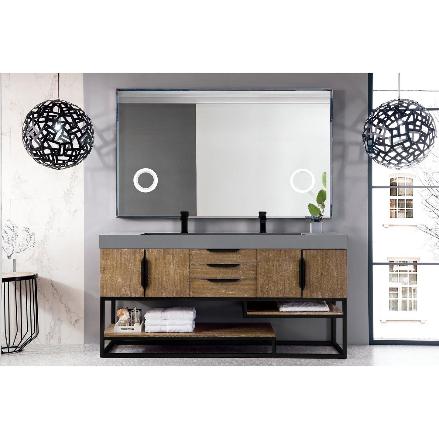 James Martin Vanities Columbia 72" Double Vanity - 388-V72D-AGR-MB-DGG