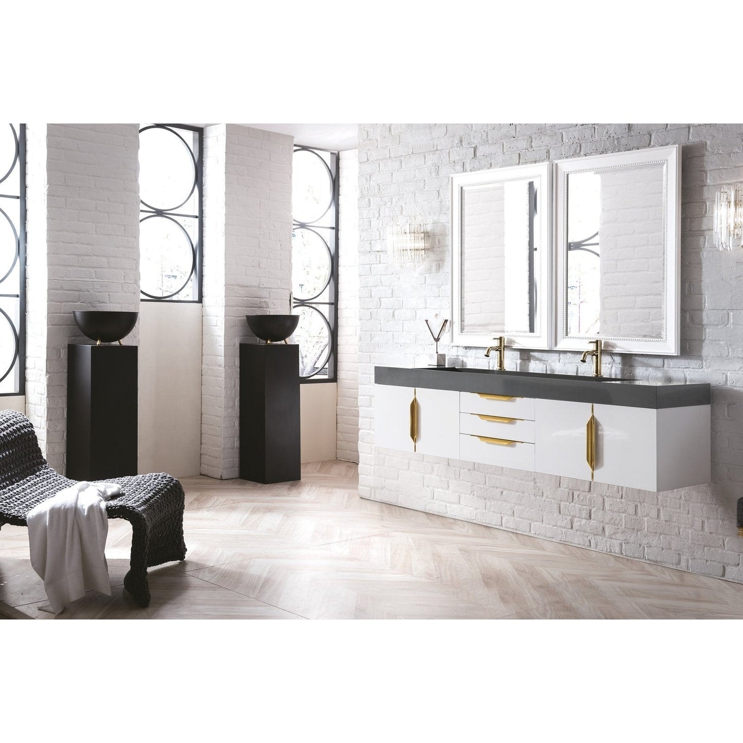 James Martin Vanities Mercer Island 72" Double Vanity - 389-V72D-AGR-G-DGG