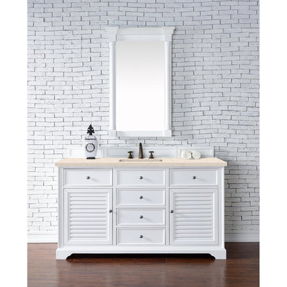 James Martin Vanities Savannah 60" Bright White Single Vanity - 238-104-V60S-BW-3AF