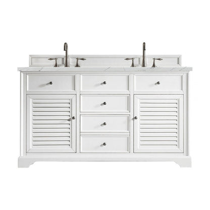 James Martin Vanities Savannah 60" Bright White Double Vanity - 238-104-V60D-BW-3AF